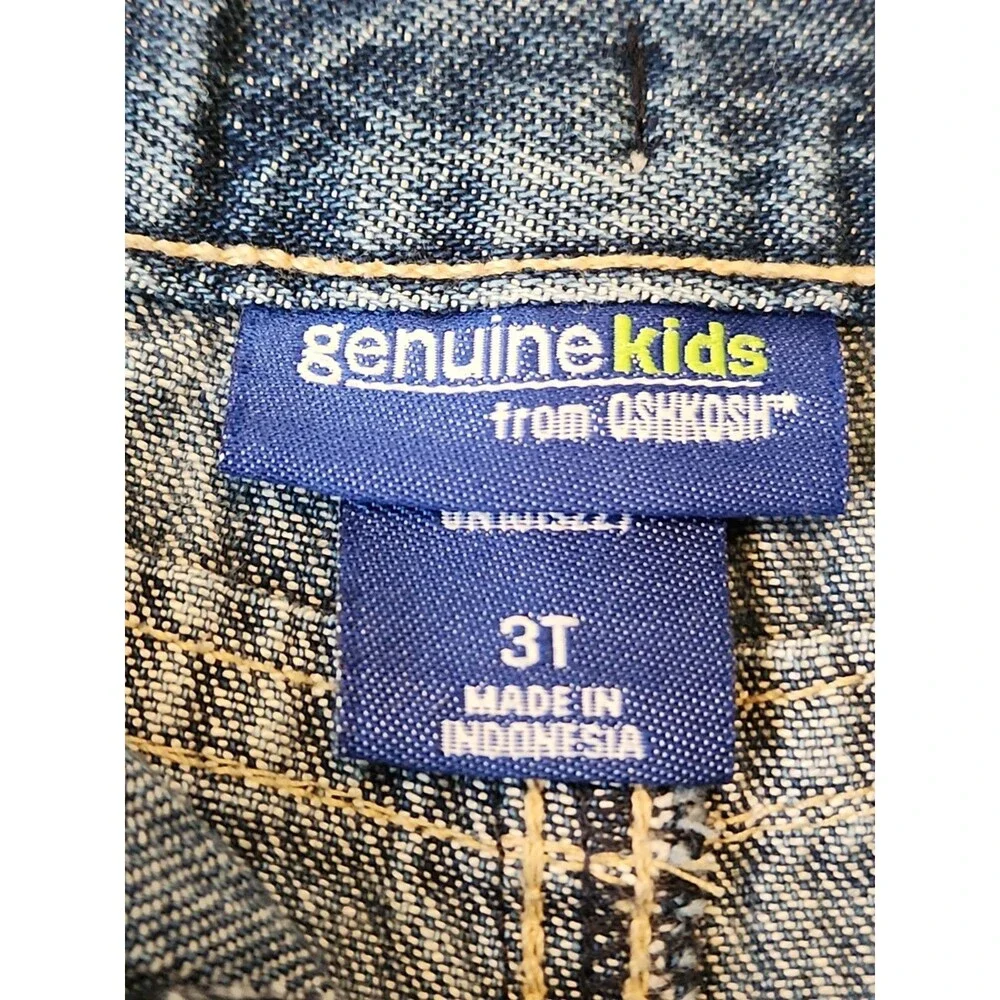 Vintage Genuine Kids OshKosh Girls Jeans 3T Adjustable Waist Flower Patch Y2K